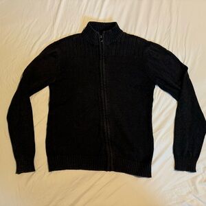 Men's Black Zip-Up Sweater